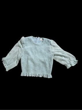 Wilfred Pale Blue Smocked Blouse with Ruffle Hem